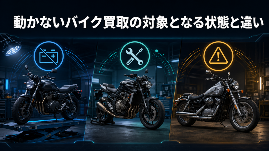 動かないバイク買取の対象となる状態と違い
