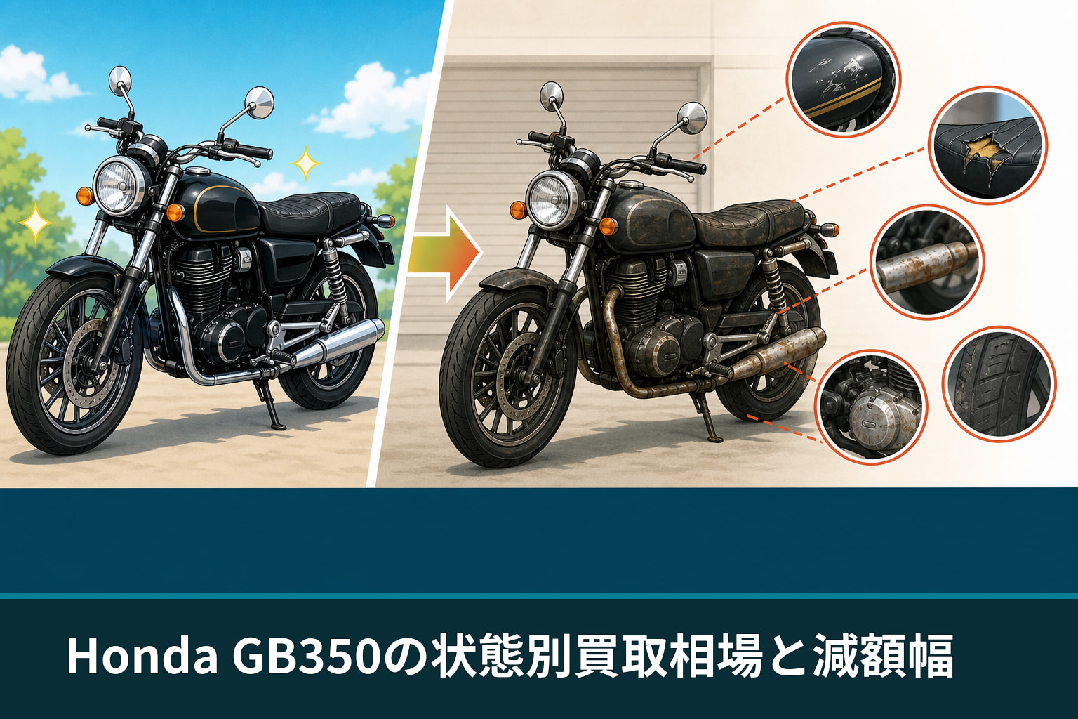 Honda GB350の状態別買取相場と減額幅