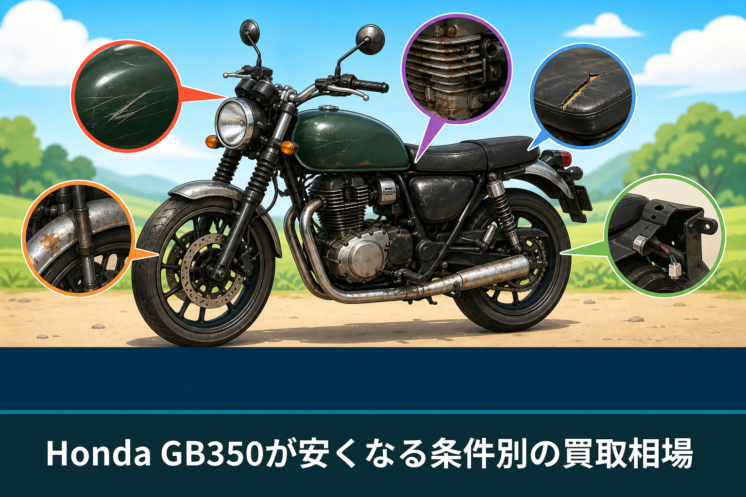 Honda GB350が安くなる条件別の買取相場
