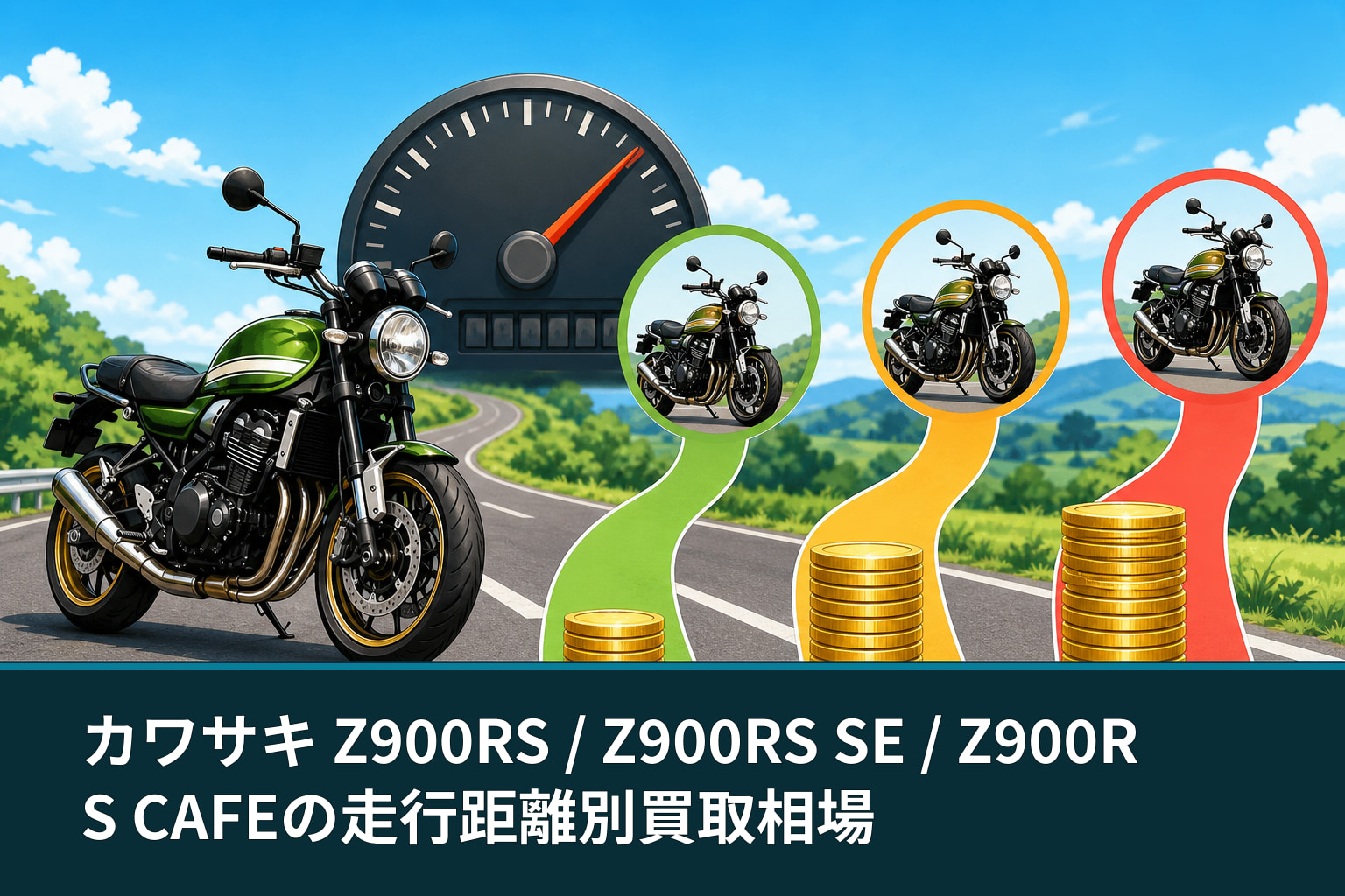 カワサキ Z900RS / Z900RS SE / Z900RS CAFEの走行距離別買取相場