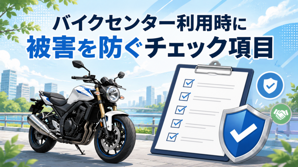 バイクセンター利用時に被害を防ぐチェック項目