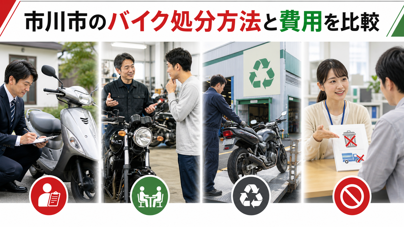 市川市のバイク処分方法4選と費用を比較