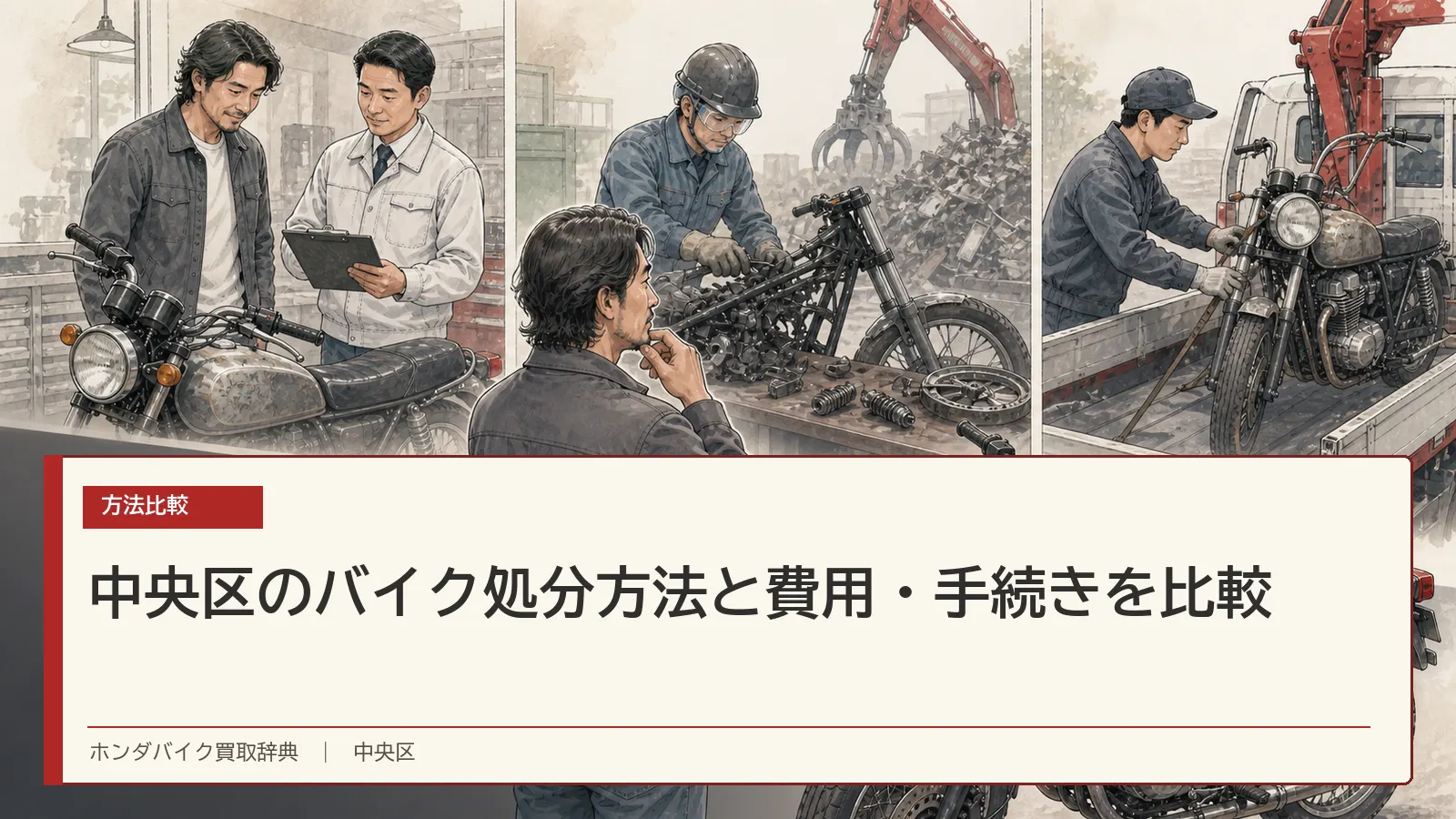 中央区のバイク処分方法と費用・手続きを比較