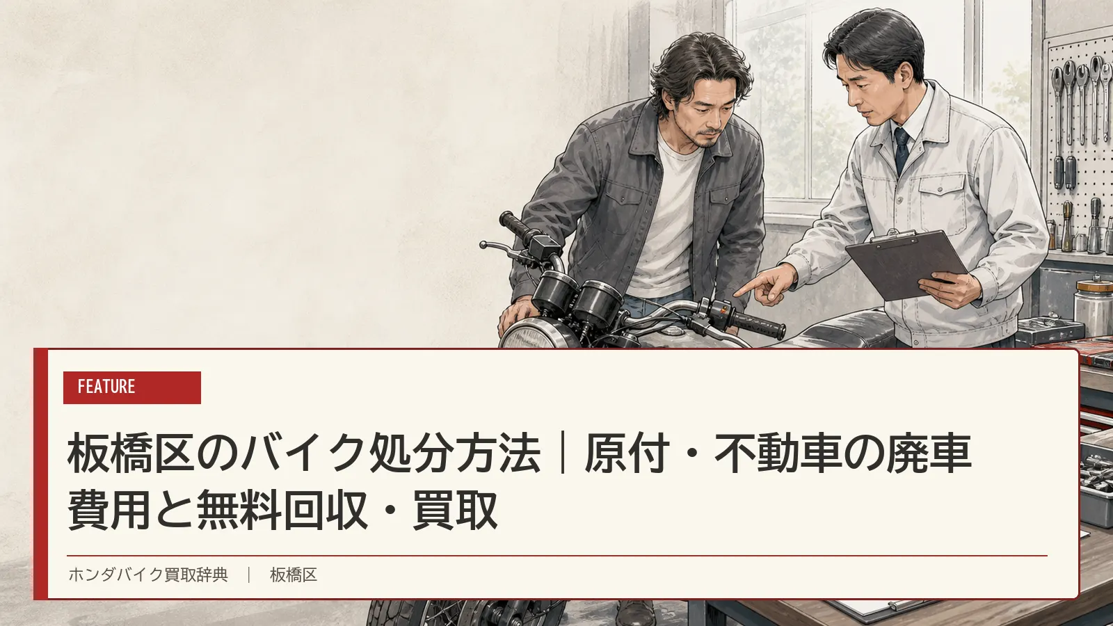 板橋区のバイク処分方法｜原付・不動車の廃車費用と無料回収・買取