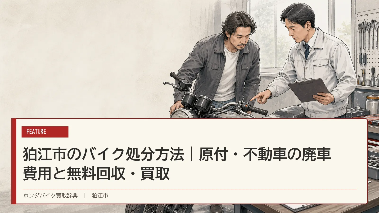 狛江市のバイク処分方法｜原付・不動車の廃車費用と無料回収・買取