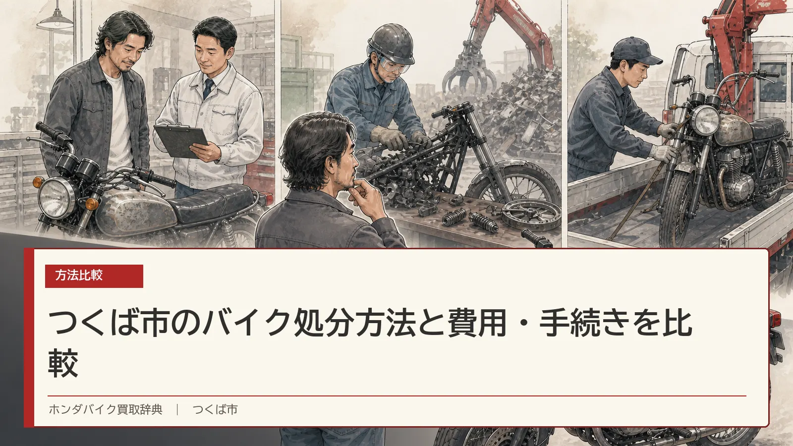 つくば市のバイク処分方法と費用・手続きを比較