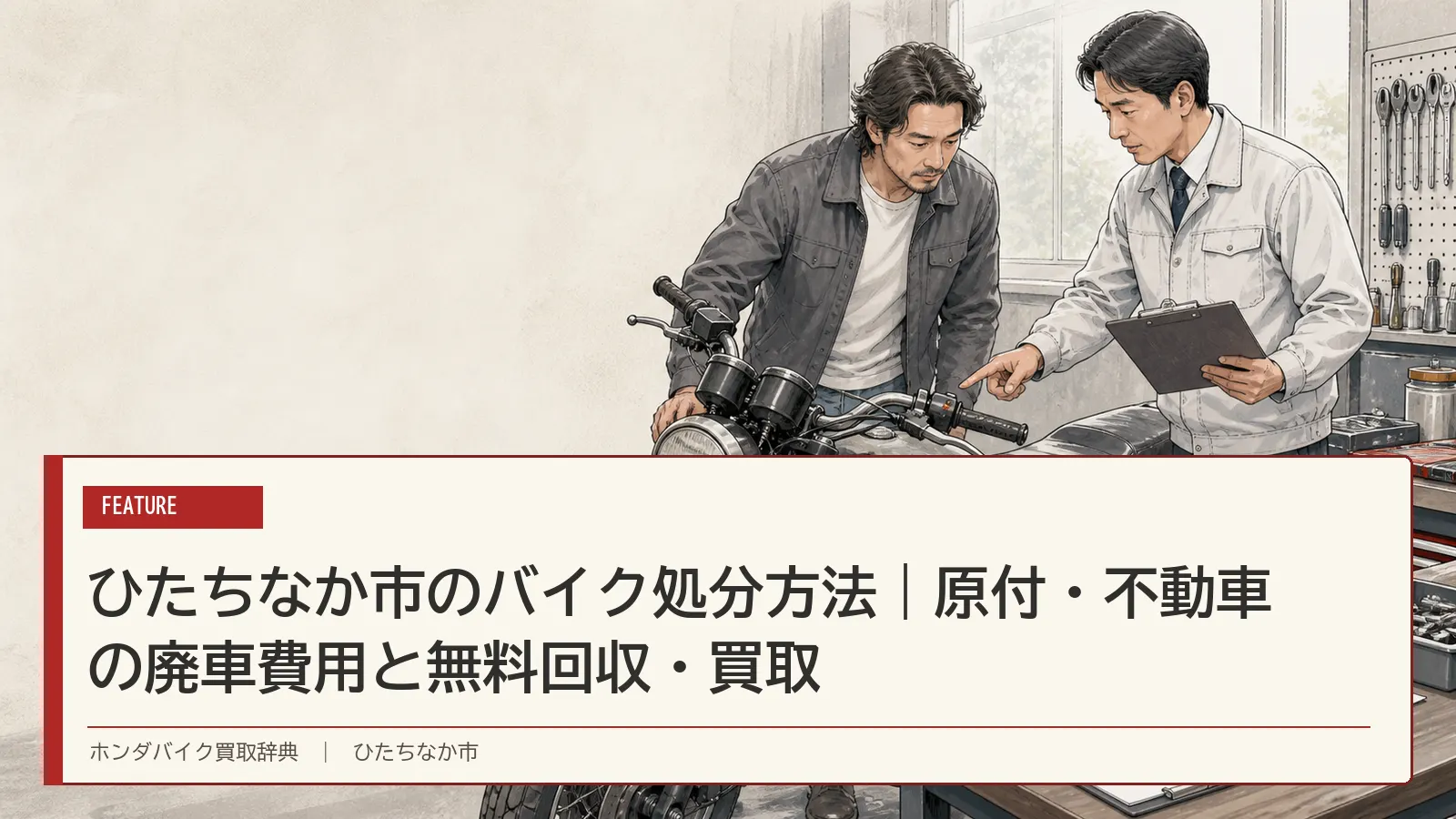 ひたちなか市のバイク処分方法｜原付・不動車の廃車費用と無料回収・買取