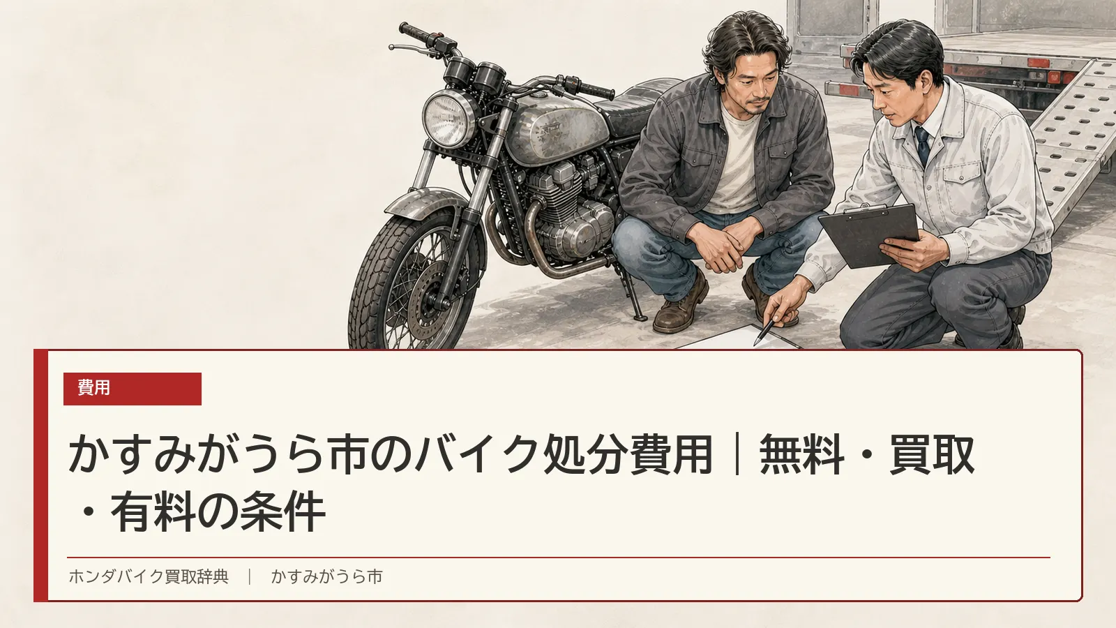 かすみがうら市のバイク処分費用｜無料・買取・有料の条件