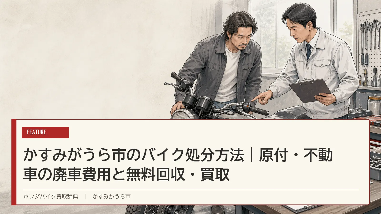 かすみがうら市のバイク処分方法｜原付・不動車の廃車費用と無料回収・買取