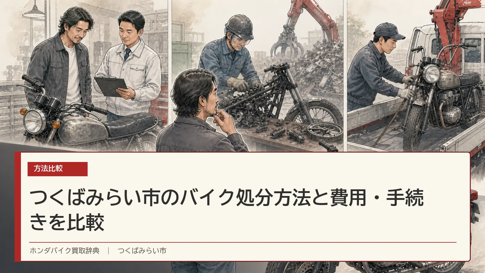 つくばみらい市のバイク処分方法と費用・手続きを比較