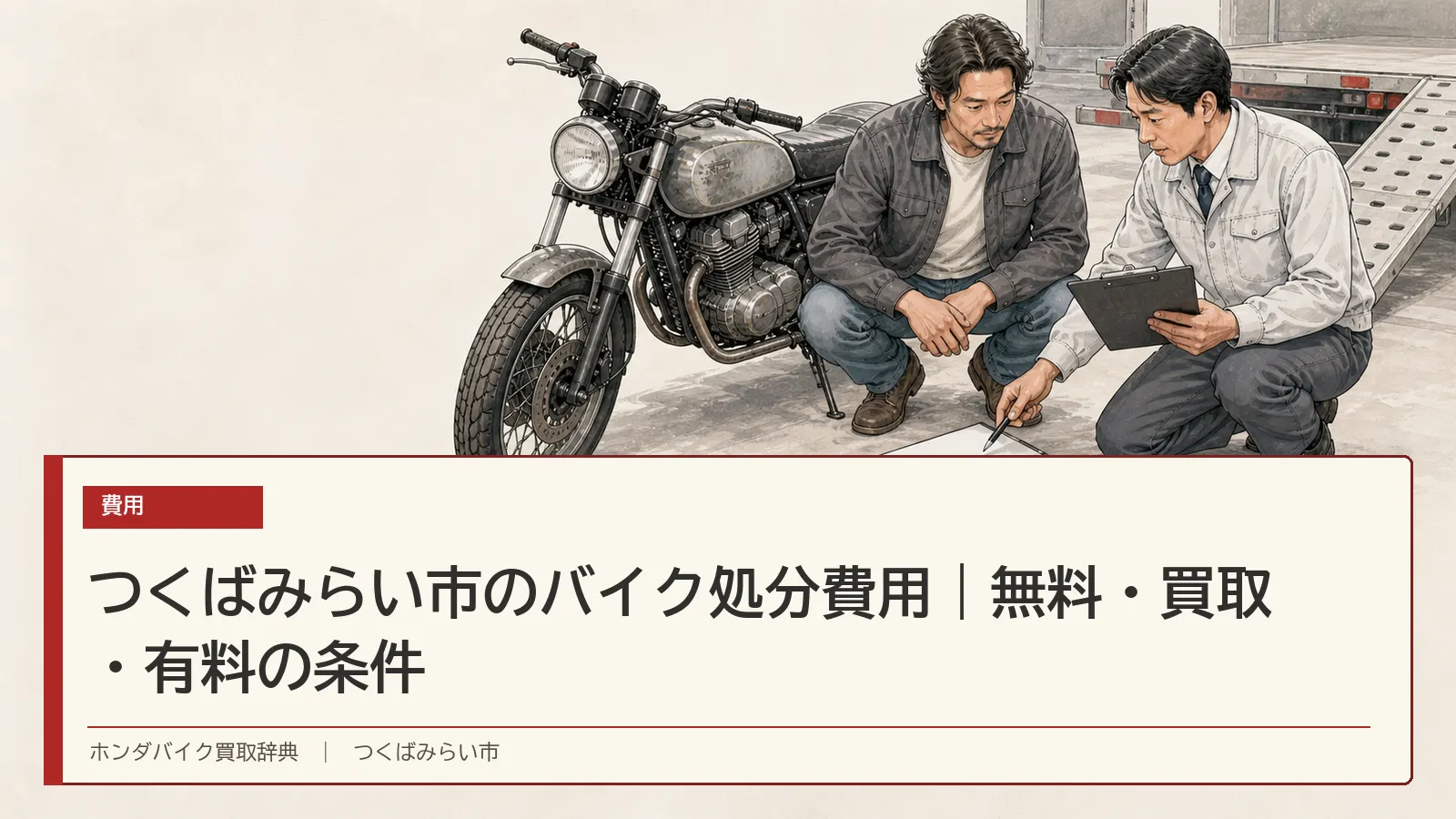 つくばみらい市のバイク処分費用|無料・買取・有料の条件
