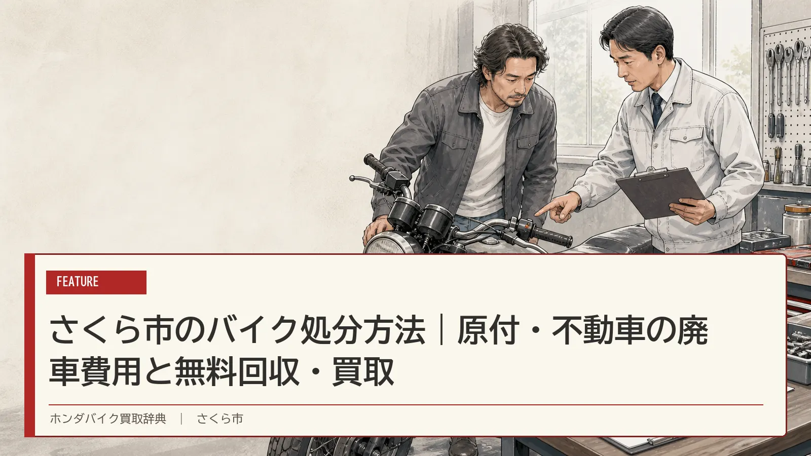 さくら市のバイク処分方法｜原付・不動車の廃車費用と無料回収・買取