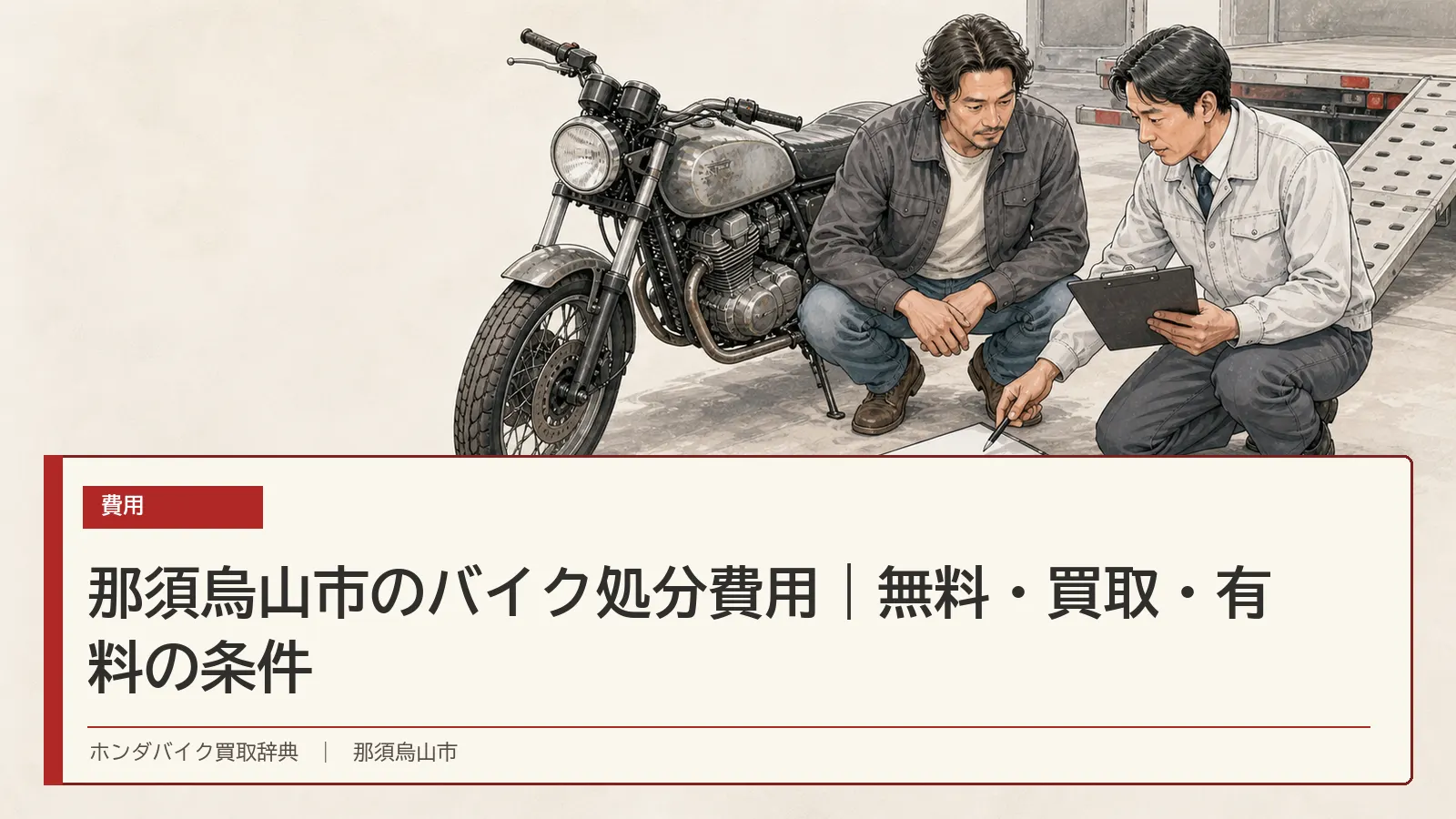 那須烏山市のバイク処分費用｜無料・買取・有料の条件
