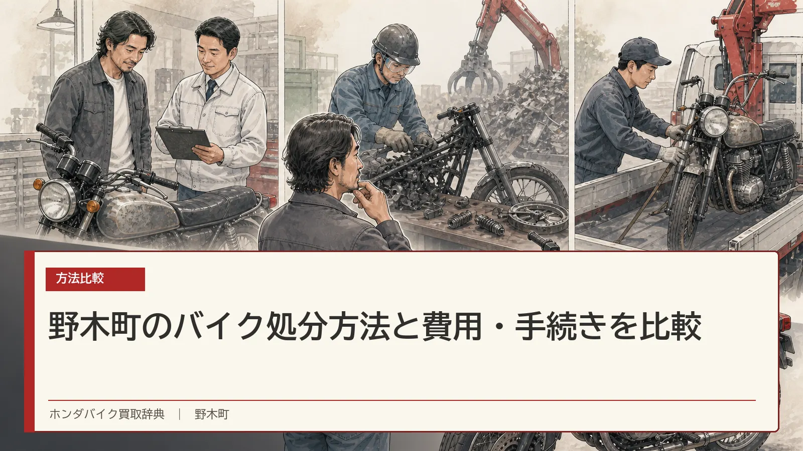 野木町のバイク処分方法と費用・手続きを比較
