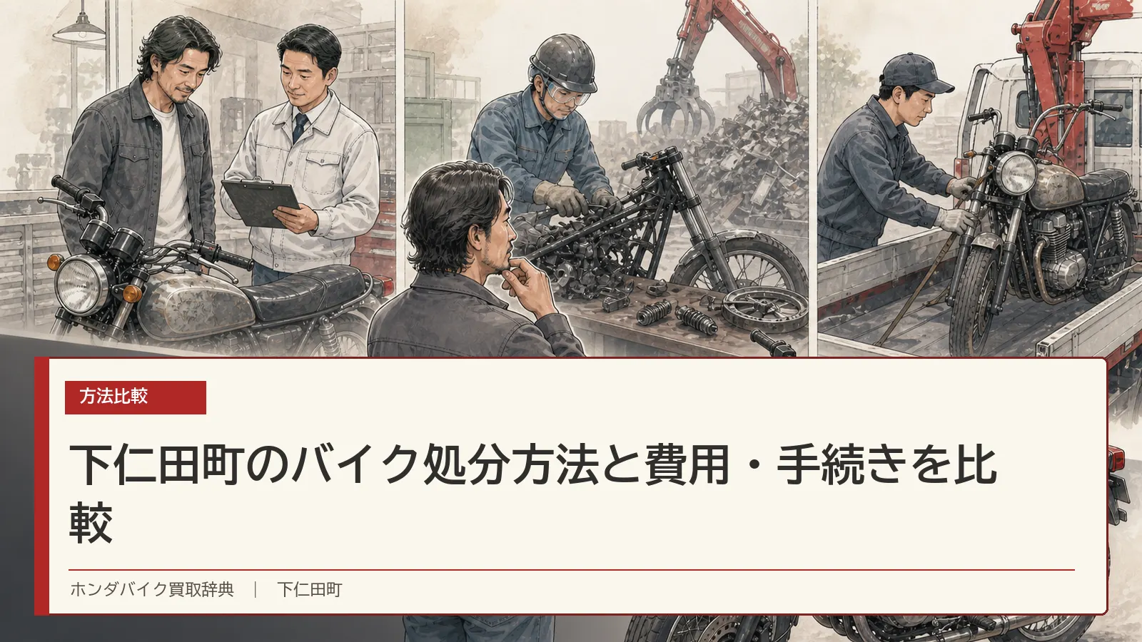下仁田町のバイク処分方法と費用・手続きを比較
