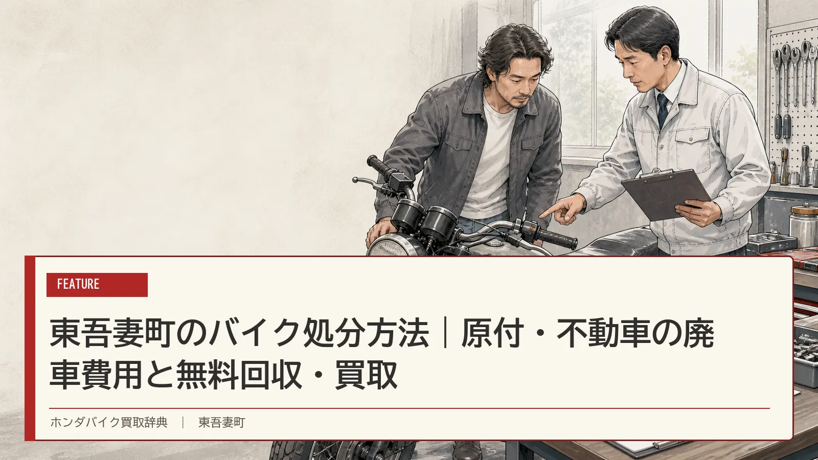 東吾妻町のバイク処分方法｜原付・不動車の廃車費用と無料回収・買取