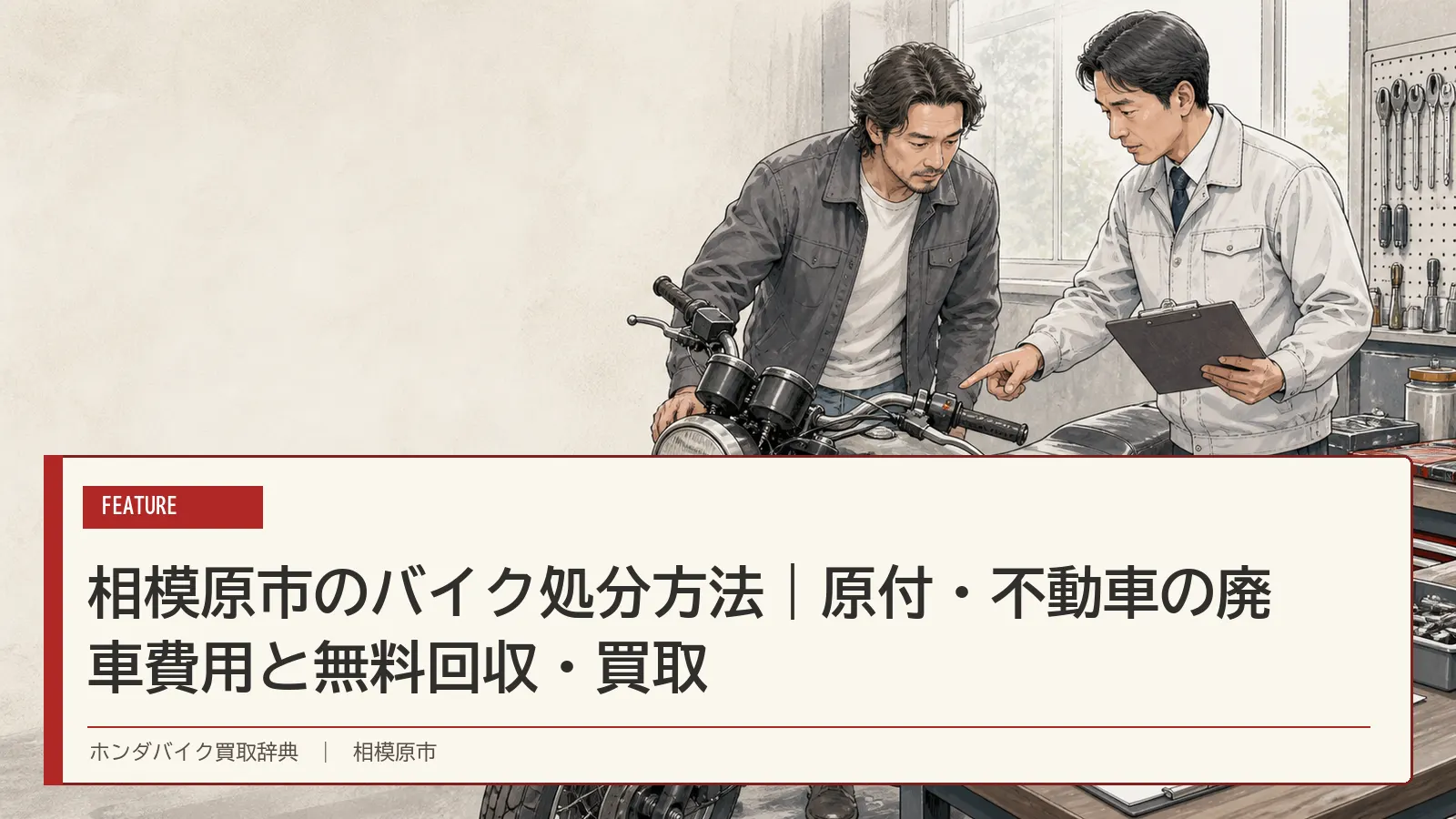 相模原市のバイク処分方法｜原付・不動車の廃車費用と無料回収・買取