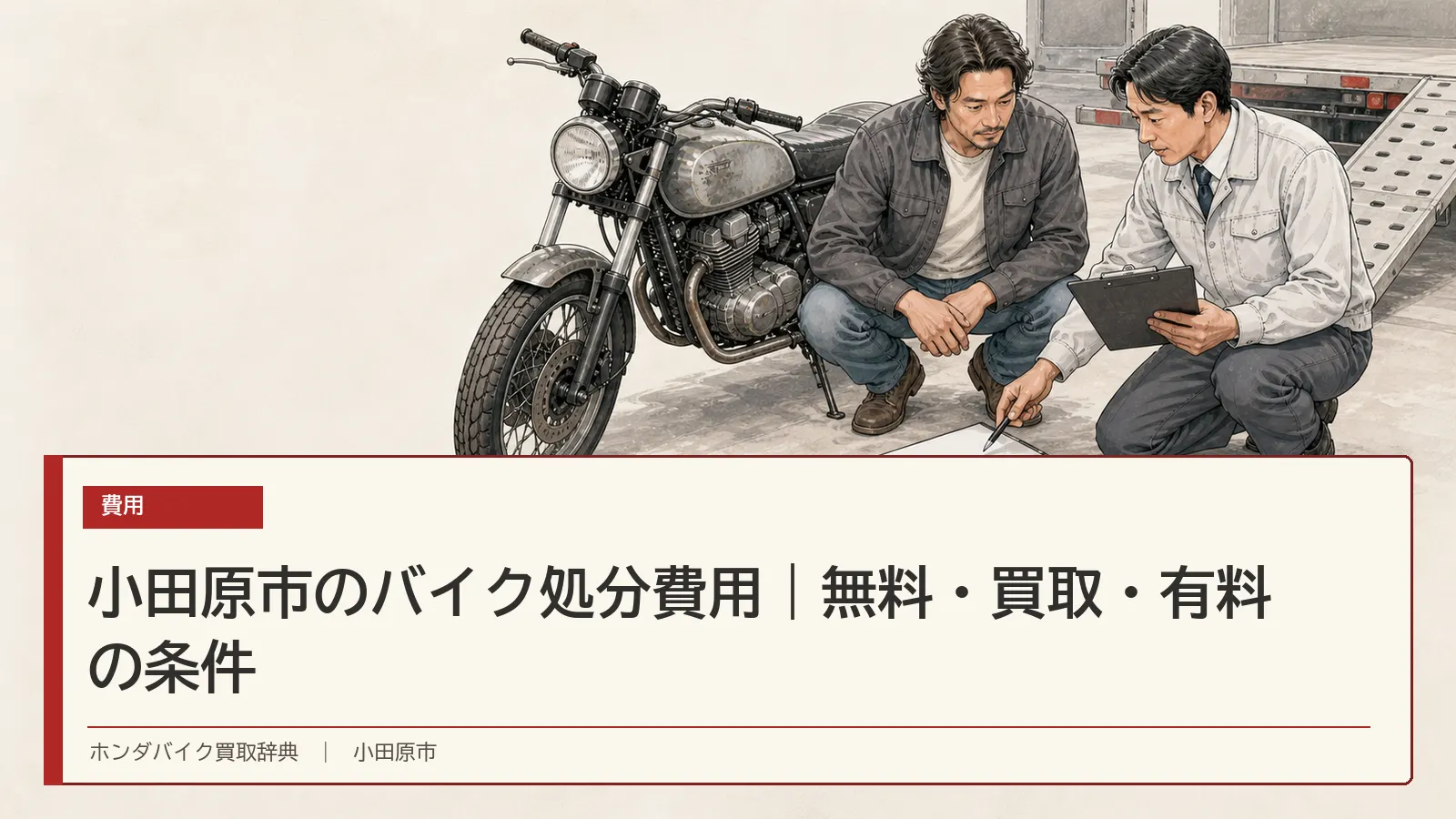 小田原市のバイク処分費用｜無料・買取・有料の条件