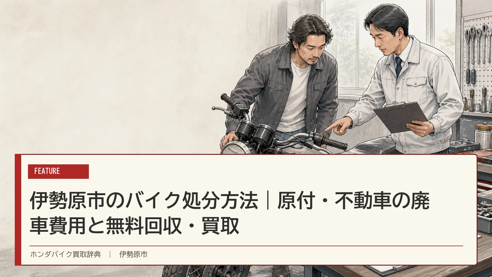 伊勢原市のバイク処分方法｜原付・不動車の廃車費用と無料回収・買取