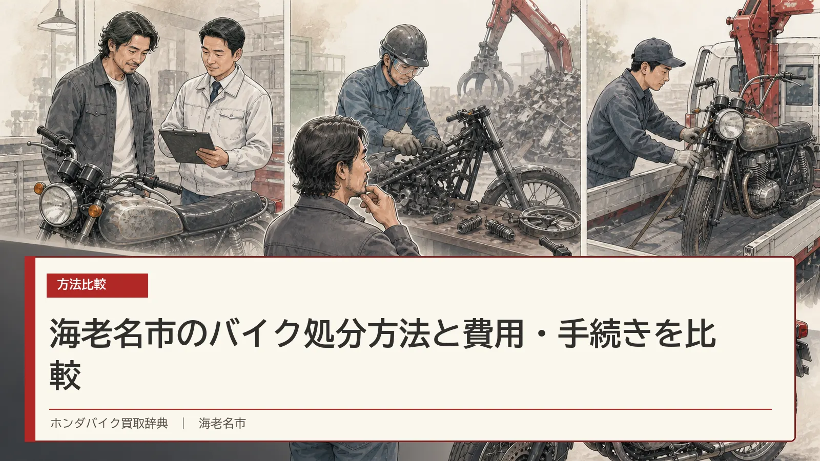 海老名市のバイク処分方法と費用・手続きを比較