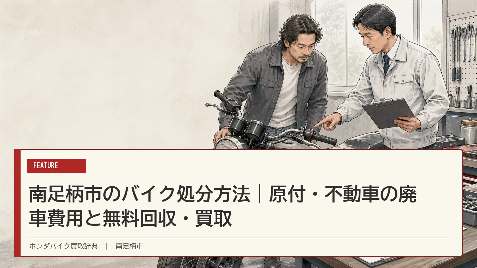 南足柄市のバイク処分方法｜原付・不動車の廃車費用と無料回収・買取