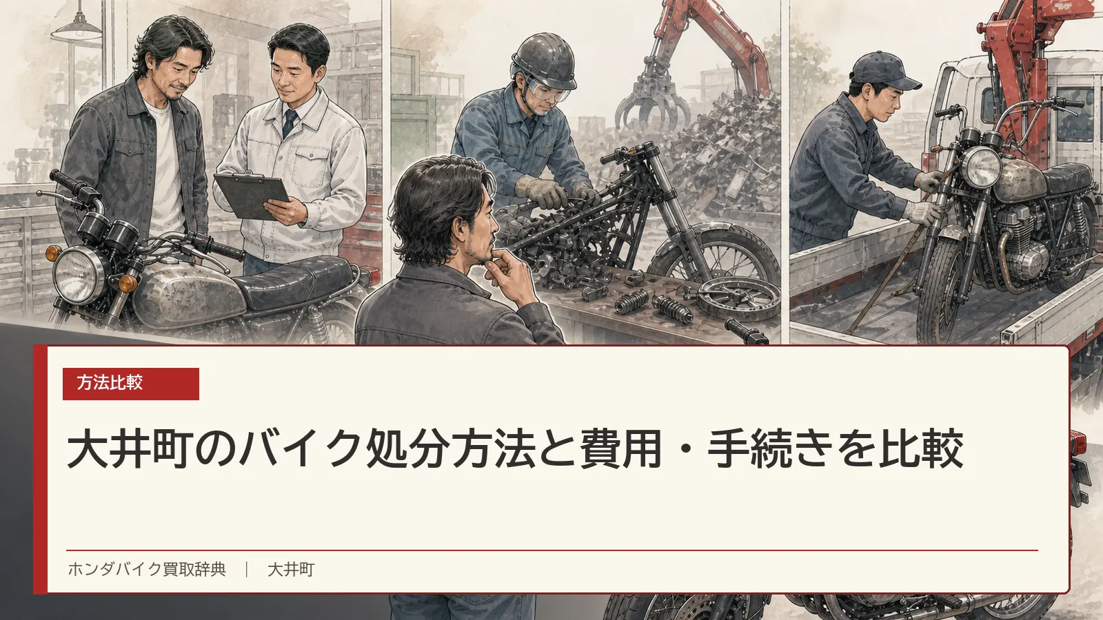 大井町のバイク処分方法と費用・手続きを比較