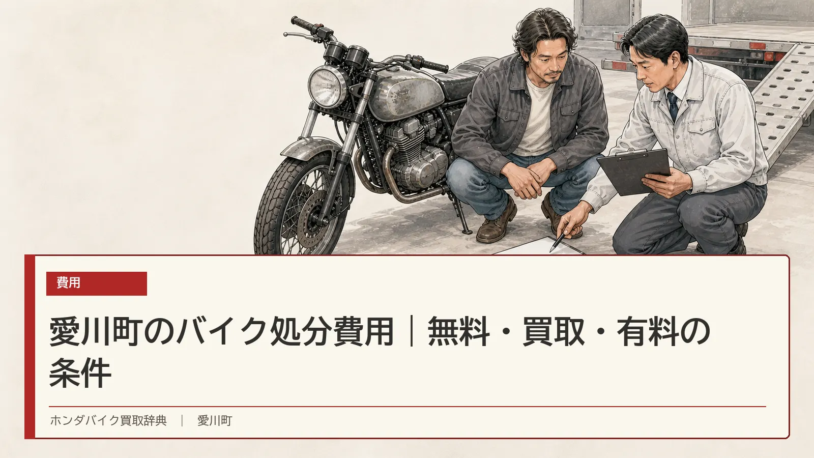 愛川町のバイク処分費用|無料・買取・有料の条件