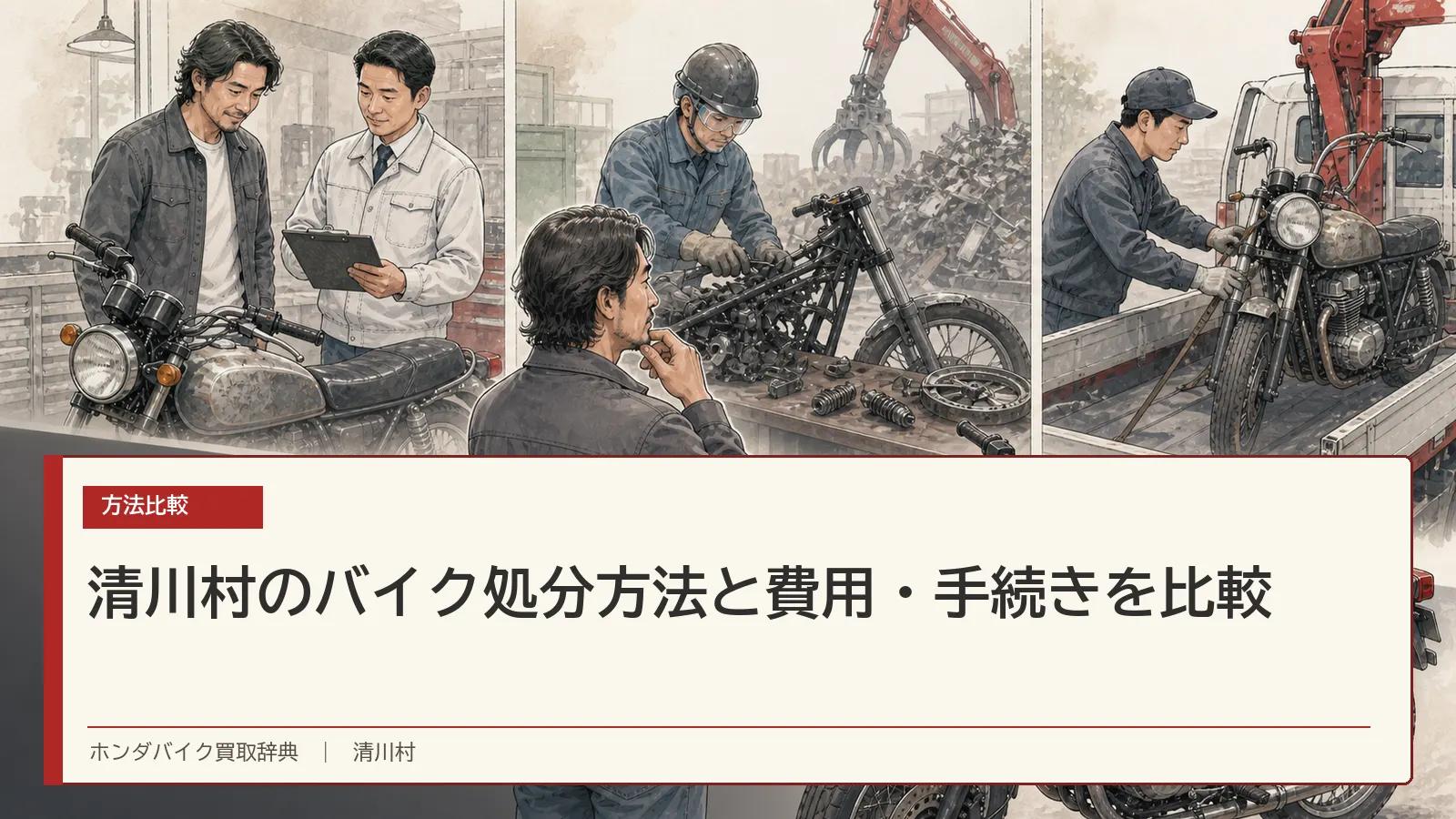 清川村のバイク処分方法と費用・手続きを比較