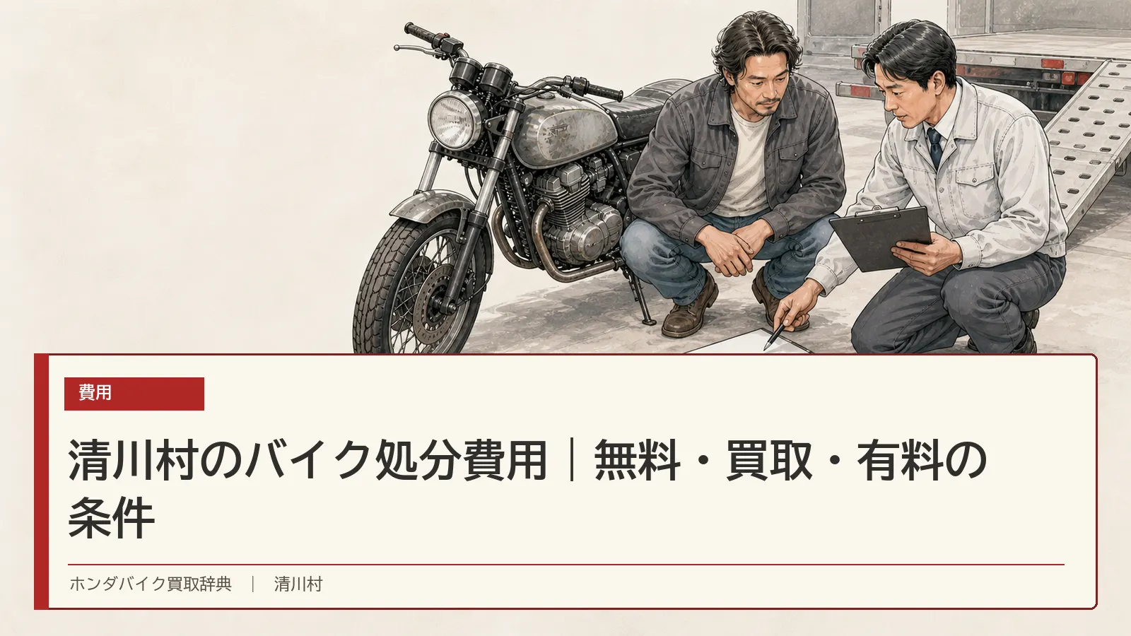 清川村のバイク処分費用｜無料・買取・有料の条件